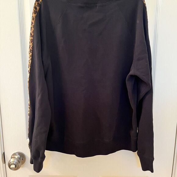 Jak & Rae Black Sweatshirt Leopard Print Stripe Women's Size Large - Picture 9 of 9
